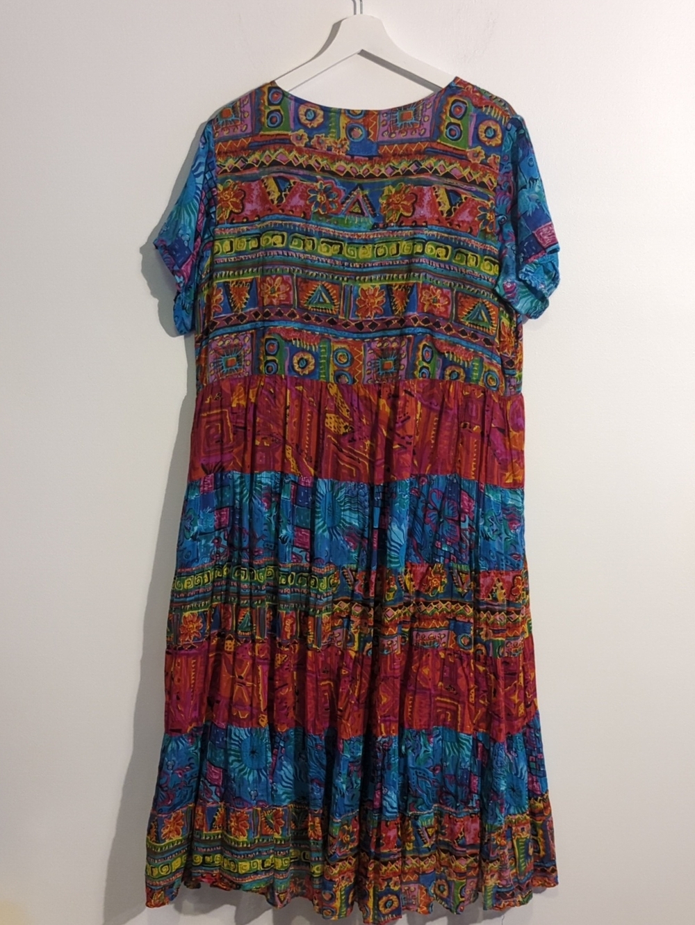 VINTAGE bohemian printed patchwork maxi dress - size large - Picture 7 of 7